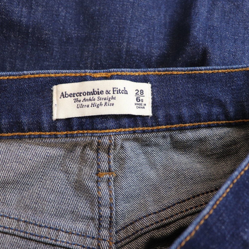 ABERCROMBIE & FITCH Dark Blue Ultra High Rise Ankle Straight Jeans 28/6s - Picture 4 of 9